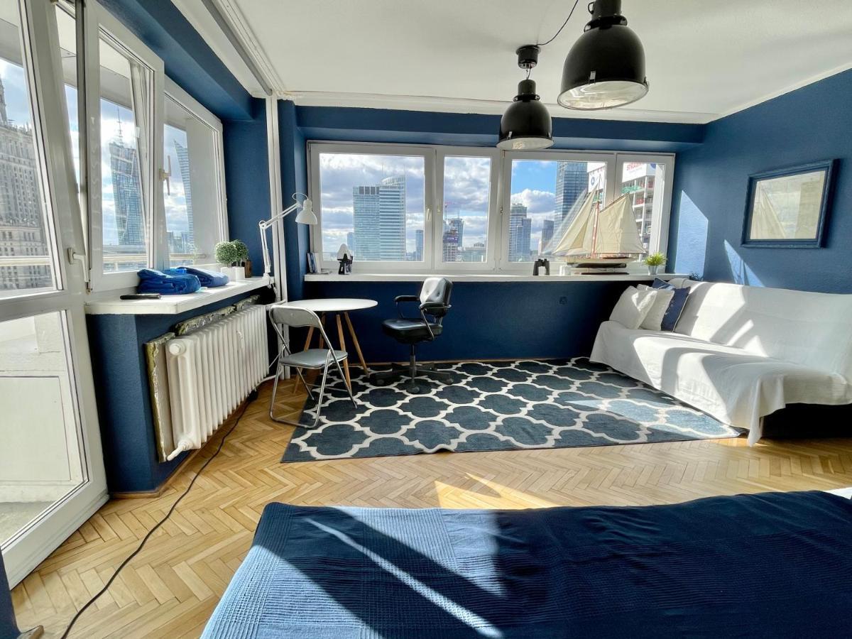 Super Apartament Blue Scisle Centrum Dwie Linie Metra Netflix Wifi 300 Mbs Panorama Miasta Warsaw Exterior photo