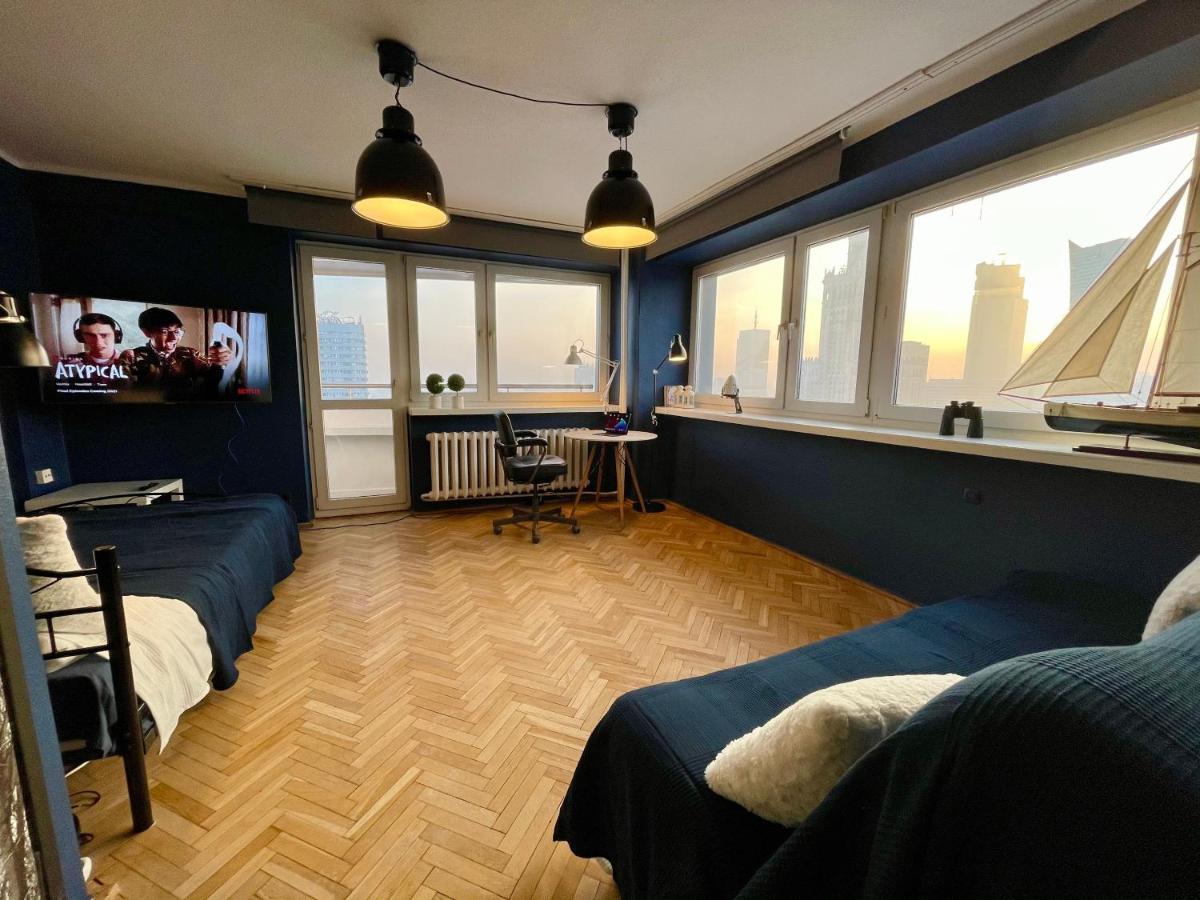 Super Apartament Blue Scisle Centrum Dwie Linie Metra Netflix Wifi 300 Mbs Panorama Miasta Warsaw Exterior photo