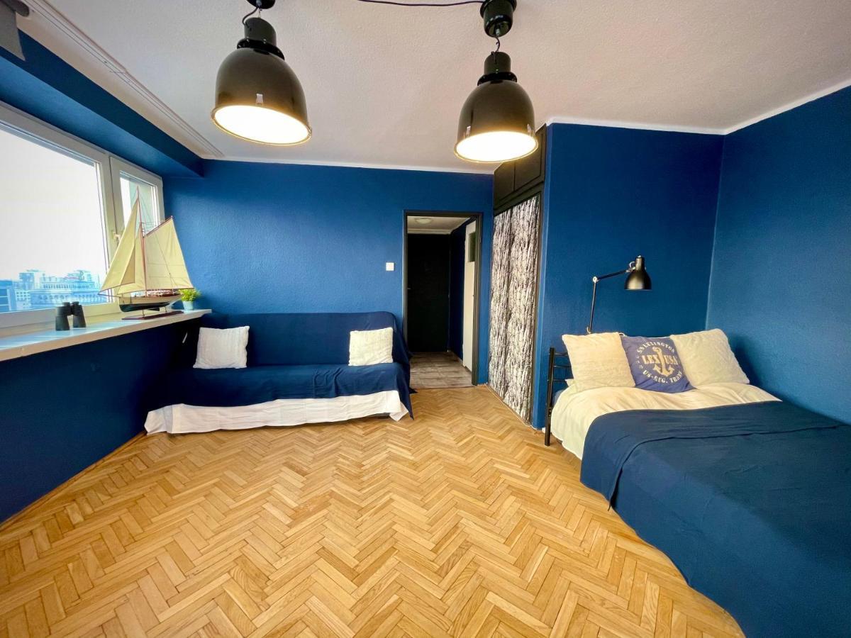Super Apartament Blue Scisle Centrum Dwie Linie Metra Netflix Wifi 300 Mbs Panorama Miasta Warsaw Exterior photo