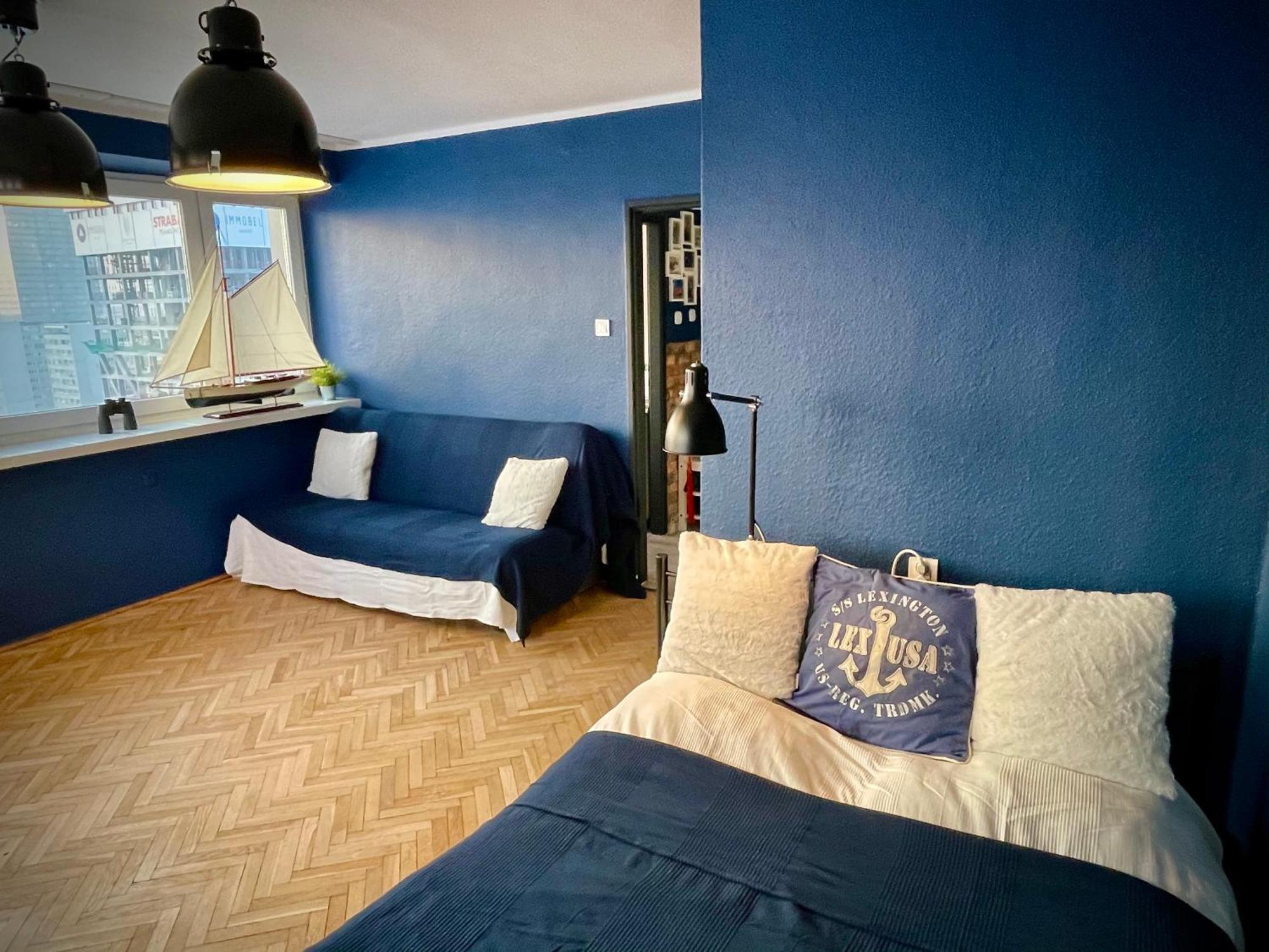 Super Apartament Blue Scisle Centrum Dwie Linie Metra Netflix Wifi 300 Mbs Panorama Miasta Warsaw Exterior photo